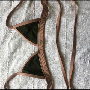 Olive green triangle bikini top